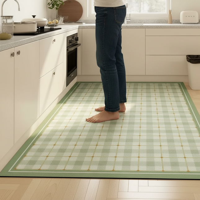 Kitchen Floor Mat Waterproof Large Carpet Pvc Leather Non-slip Oil-proof Foot Mats Home Decoration Rug Alfombra De Cocina 주방 깔개 - gallery 1