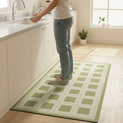 Tapis Cuisine Vert géométrique Antidérapant