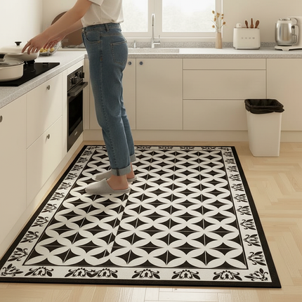Kitchen Floor Mat Waterproof Large Carpet Pvc Leather Non-slip Oil-proof Foot Mats Home Decoration Rug Alfombra De Cocina 주방 깔개 - gallery 1