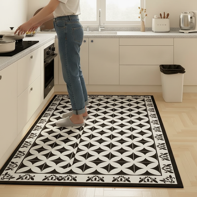 Kitchen Floor Mat Waterproof Large Carpet Pvc Leather Non-slip Oil-proof Foot Mats Home Decoration Rug Alfombra De Cocina 주방 깔개 - gallery 1