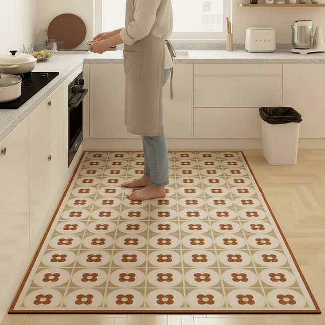 Kitchen Floor Mat Waterproof Large Carpet Pvc Leather Non-slip Oil-proof Foot Mats Home Decoration Rug Alfombra De Cocina 주방 깔개 - gallery 1