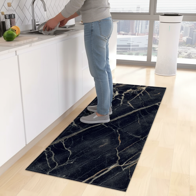 VIKAMA Marble-Patterned Kitchen Long Pvc Soft Floor Mat, Quick-Drying, Water-Absorbing And Oil-Absorbing, Home Decoration - gallery 1