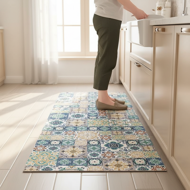 Tapis Cuisine Motif carreaux multicolore antidérapant