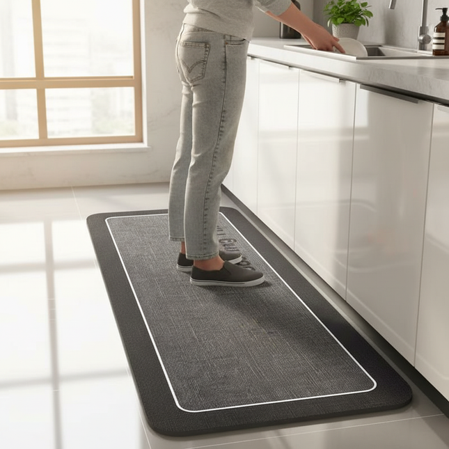 Tapis Cuisine gris minimaliste antidérapant