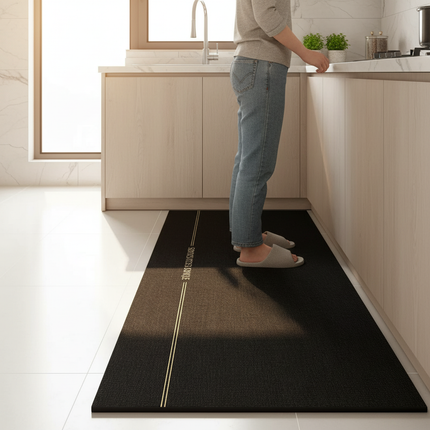 Tapis Cuisine noir minimaliste antidérapant