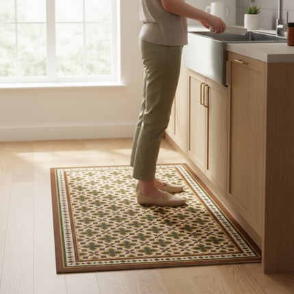 Tapis Cuisine motif géométrique rétro lavable