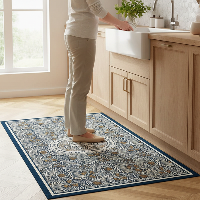 Stain and Oil Resistant Kitchen Rug Home Pvc Leather Carpet American Retro Balcony Floor Mat Large Area Washable Non-slip Rugs - gallery 1