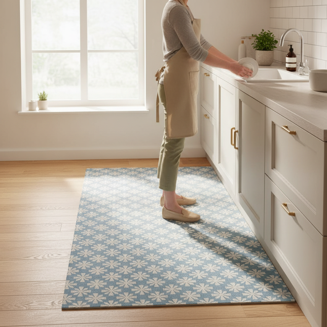 Stain and Oil Resistant Kitchen Rug Home Pvc Leather Carpet American Retro Balcony Floor Mat Large Area Washable Non-slip Rugs - gallery 1