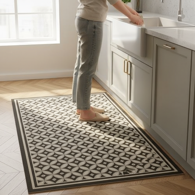 Tapis Cuisine rétro géométrique lavable