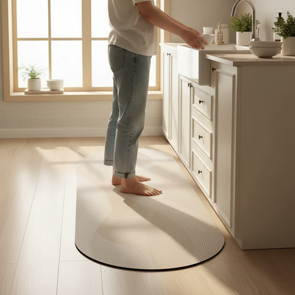 Tapis Cuisine Beige Motif Vague Antidérapant