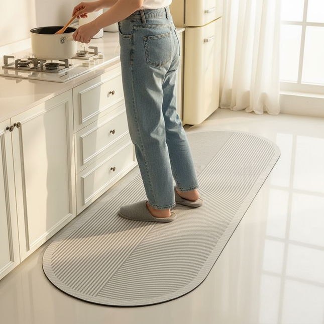Tapis Cuisine Gris Géométrique Antidérapant