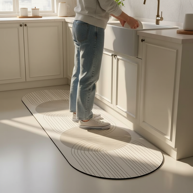 Kitchen Carpet PVC Waterproof Oil-proof Wash-free Wipeable Easy-to-care Floor Mat Oval Long Strip Soft Leather Non-slip Area Rug - gallery 1