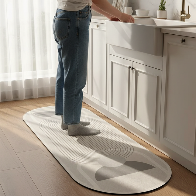 Kitchen Carpet PVC Waterproof Oil-proof Wash-free Wipeable Easy-to-care Floor Mat Oval Long Strip Soft Leather Non-slip Area Rug - gallery 1