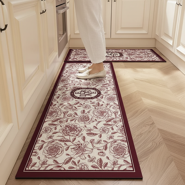 Rugs for Kitchen Floor Mat Pvc Leather Waterproof Non-slip Long Rug Anti-fatigue Foot Mats Pink Flower Home Decor Vinyl Carpet - gallery 1