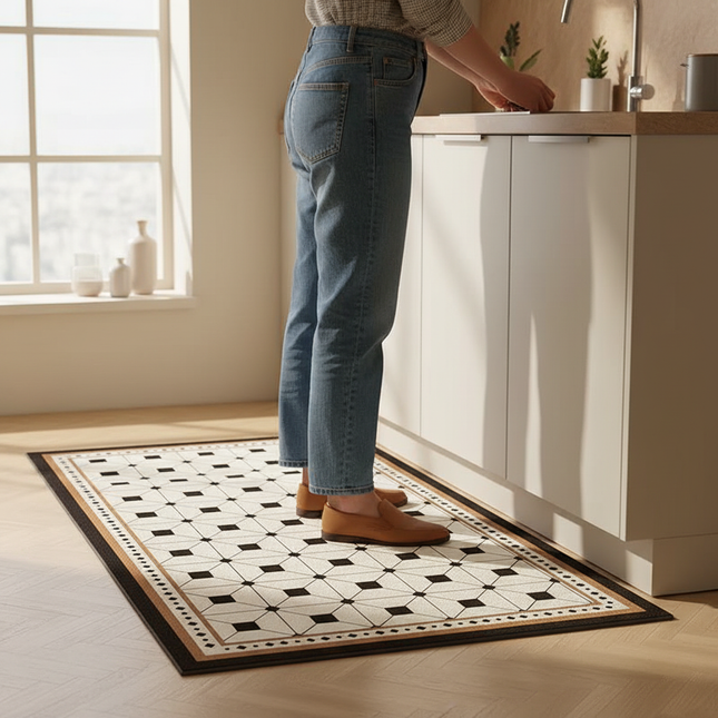 Tapis Cuisine motif carreaux imperméable
