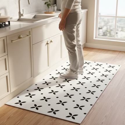 Tapis Cuisine noir et blanc lavable