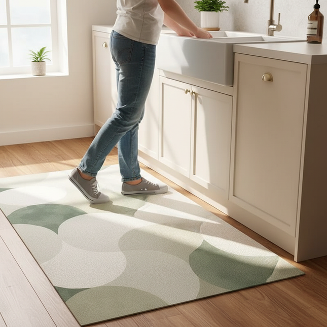 Tapis Cuisine géométrique vert antidérapant