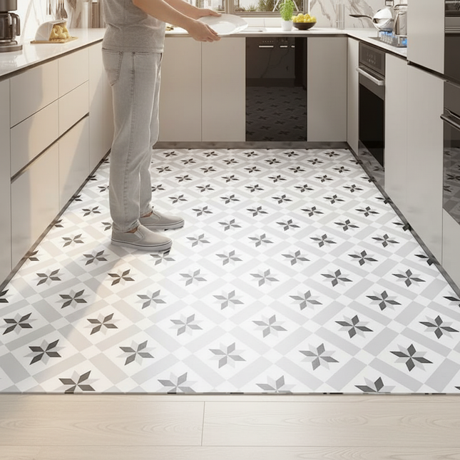 Tapis Cuisine moderne géométrique antidérapant fin