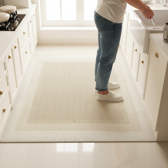PVC Leather Kitchen Mats Modern Minimalism Matpractical Waterproof Oil-proof Carpet Large Area Anti-fouling Balcony Rug Tapis 러그 - gallery 1