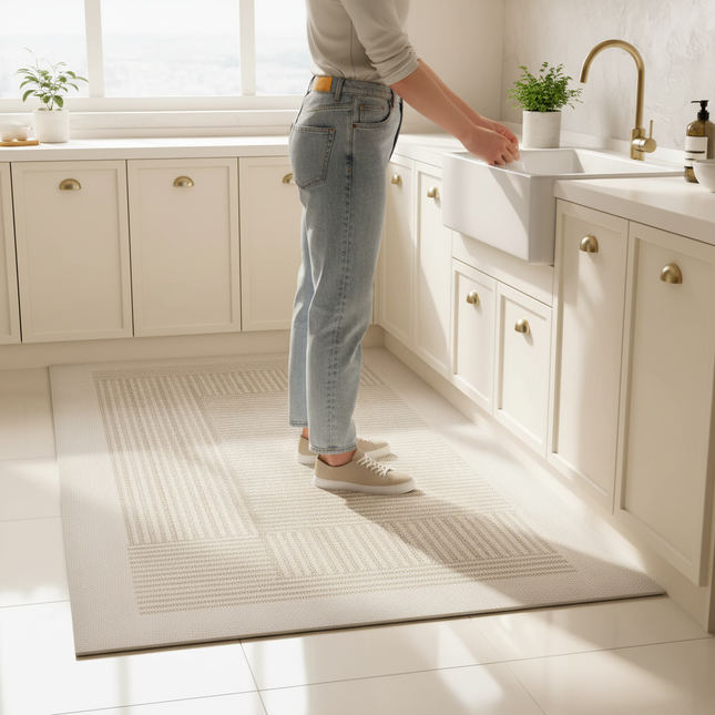 PVC Leather Kitchen Mats Modern Minimalism Matpractical Waterproof Oil-proof Carpet Large Area Anti-fouling Balcony Rug Tapis 러그 - gallery 1
