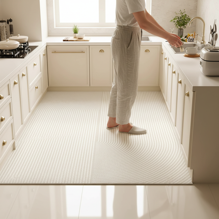 Tapis Cuisine beige rayé imperméable