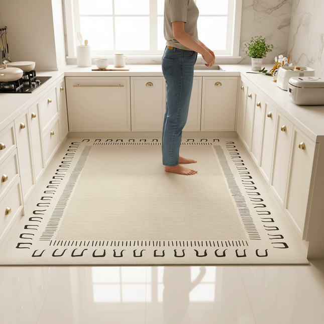 PVC Leather Kitchen Mats Modern Minimalism Matpractical Waterproof Oil-proof Carpet Large Area Anti-fouling Balcony Rug Tapis 러그 - gallery 1