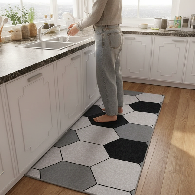Tapis Cuisine motif hexagonal moderne antidérapant