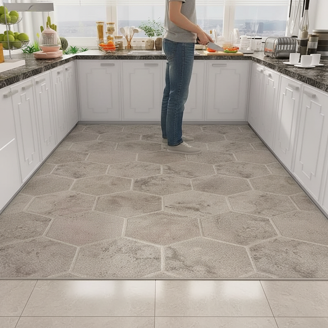 Home Kitchen Anti-oil Anti-slip Carpet PVC Leather Entrance Rugs Large Area Balcony Carpets Modern Living Room Decoration Rug - gallery 1