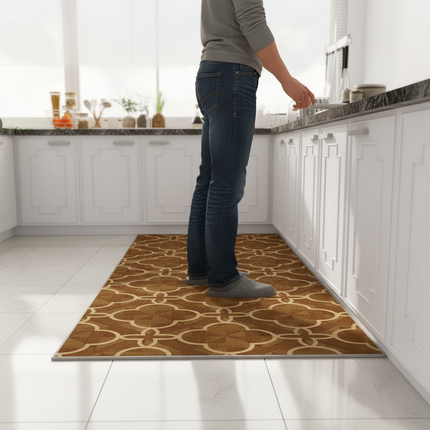 Tapis Cuisine marron géométrique moderne