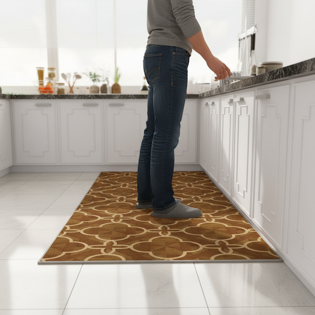 Tapis Cuisine marron géométrique moderne