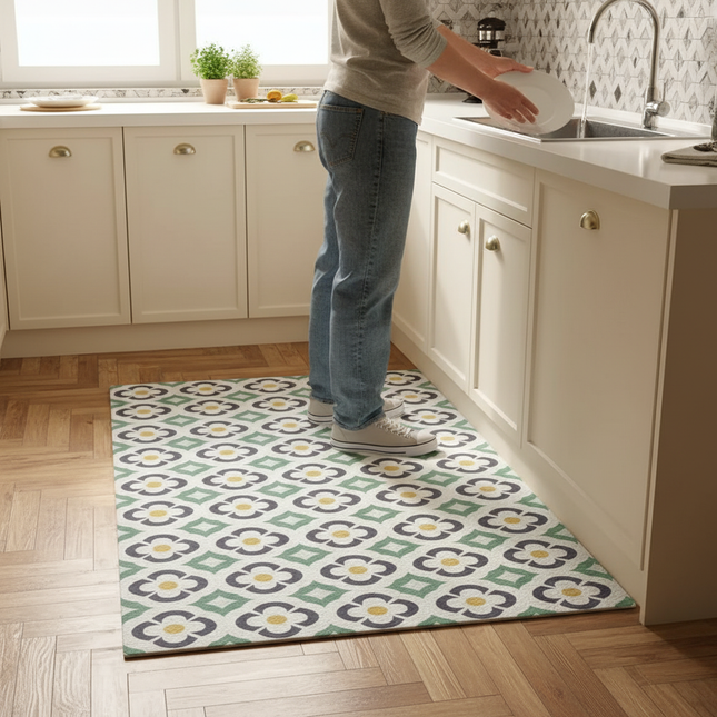 Colorful Polka Dot Kitchen Carpet Oil Stain Resistant Cuttable PVC Leather Rug Fashion Art Home Decorative Balcony Floor Mat  러그 - gallery 1