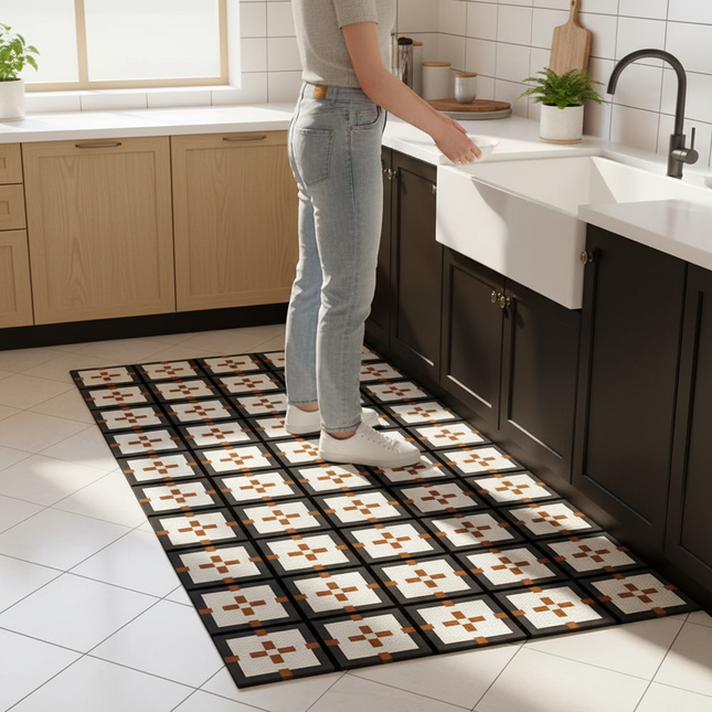 Colorful Polka Dot Kitchen Carpet Oil Stain Resistant Cuttable PVC Leather Rug Fashion Art Home Decorative Balcony Floor Mat  러그 - gallery 1