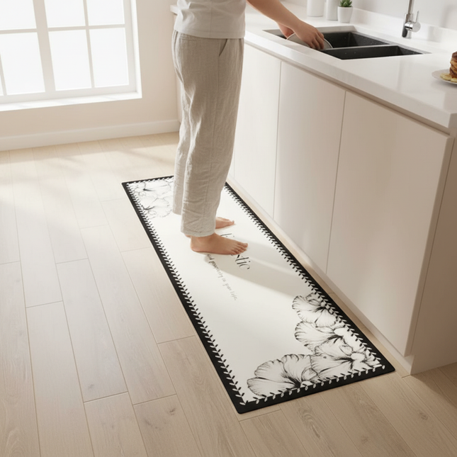 Tapis Cuisine floral moderne antidérapant