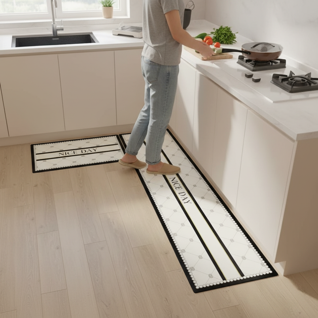Flower Pvc Leather Waterproof Rugs Non-slip Long Rug Carpet for Kitchen Floor Mat Oil-proof Foot Mats - gallery 1
