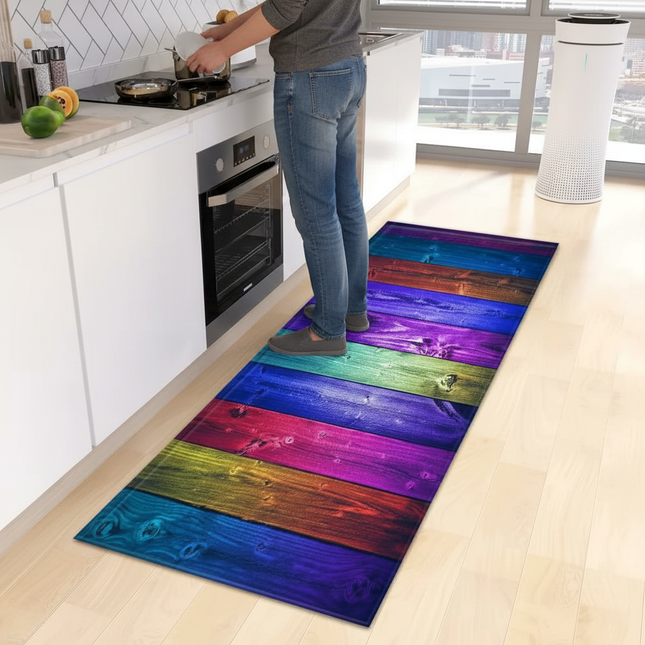 Tapis Cuisine bois coloré antidérapant