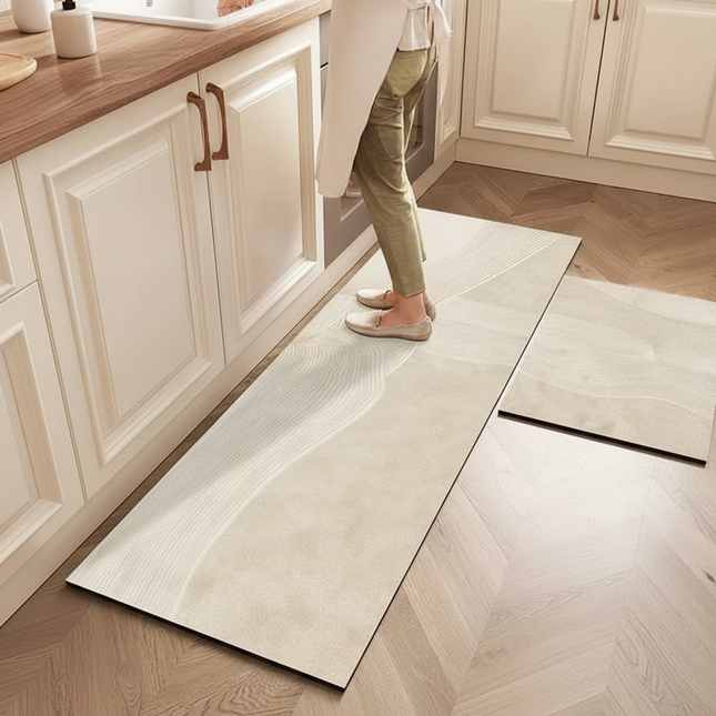 Tapis Cuisine beige motif abstrait antidérapant