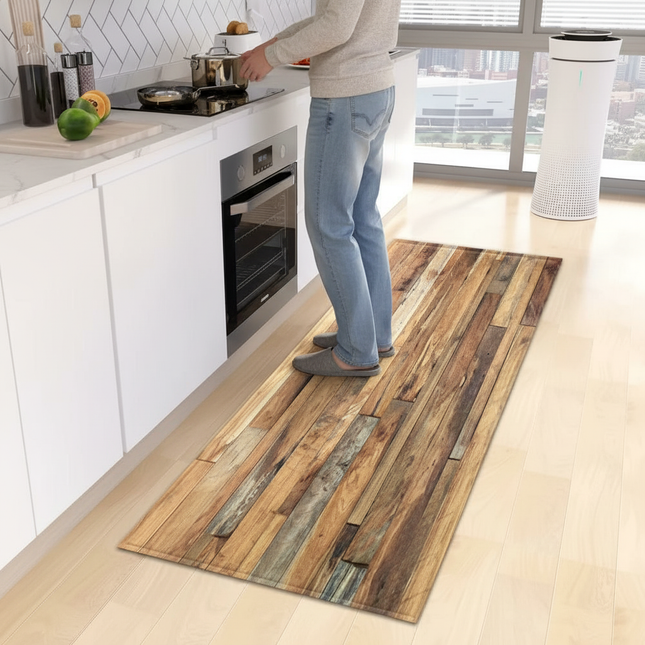 Tapis Cuisine motif bois rustique antidérapant