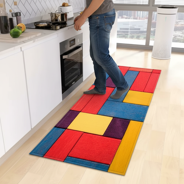 Tapis Cuisine multicolore géométrique antidérapant