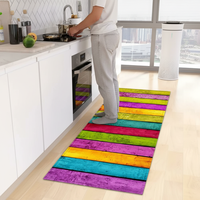 Tapis Cuisine multicolore motif planches antidérapant