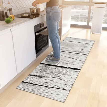 Tapis Cuisine effet bois blanchi antidérapant