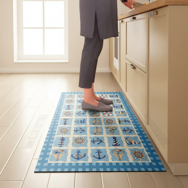 Tapis Cuisine bleu marin antidérapant