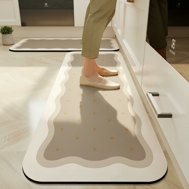 Tapis Cuisine beige ondulé absorbant