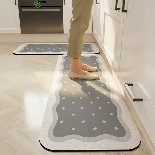 Tapis Cuisine gris étoiles antidérapant