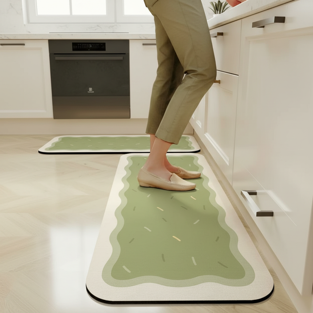 Tapis Cuisine vert clair moderne antidérapant