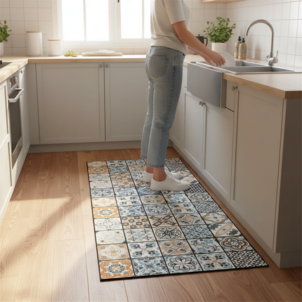 Tapis Cuisine carreaux ciment antidérapant durable