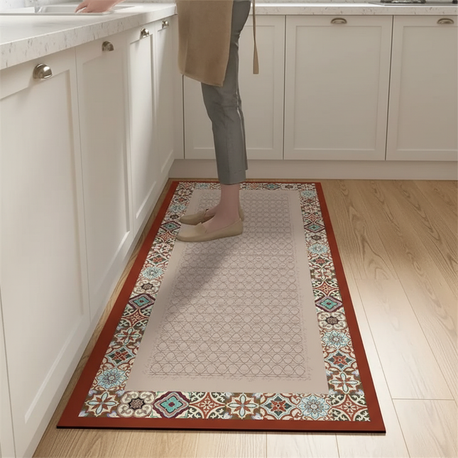 Tapis Cuisine beige terracotta antidérapant