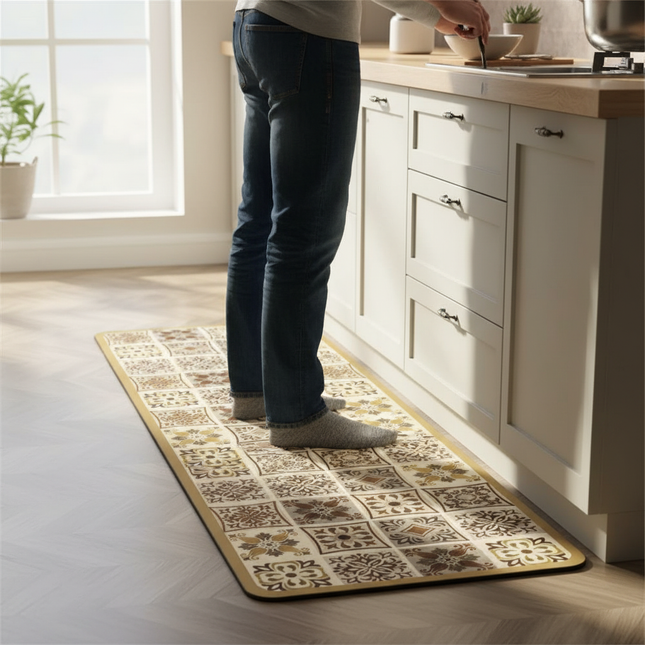 Tapis Cuisine motif carreaux antidérapant décoratif