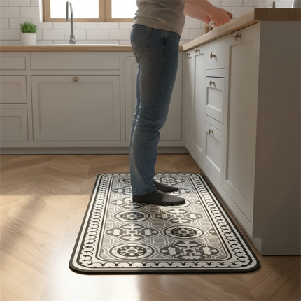Tapis Cuisine gris motifs antidérapant