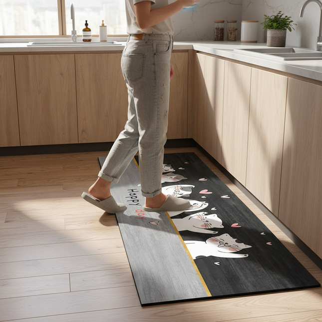 Tapis Cuisine long motif chats antidérapant