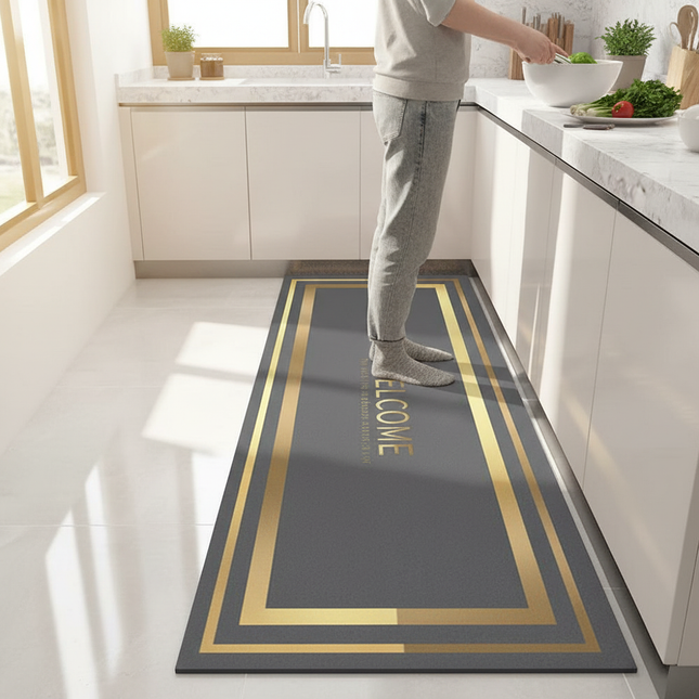 Tapis Cuisine gris or moderne antidérapant
